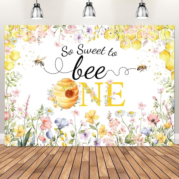 Bee 1st Birthday Backdrop Wildflower Honey Bee Girl 1st Birthday Background So Sweet to Bee One Birthday Party Decoration Photo Booth Props