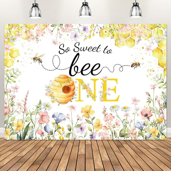 Bee 1st Birthday Backdrop Wildflower Honey Bee Girl 1st Birthday Background So Sweet to Bee One Birthday Party Decoration Photo Booth Props