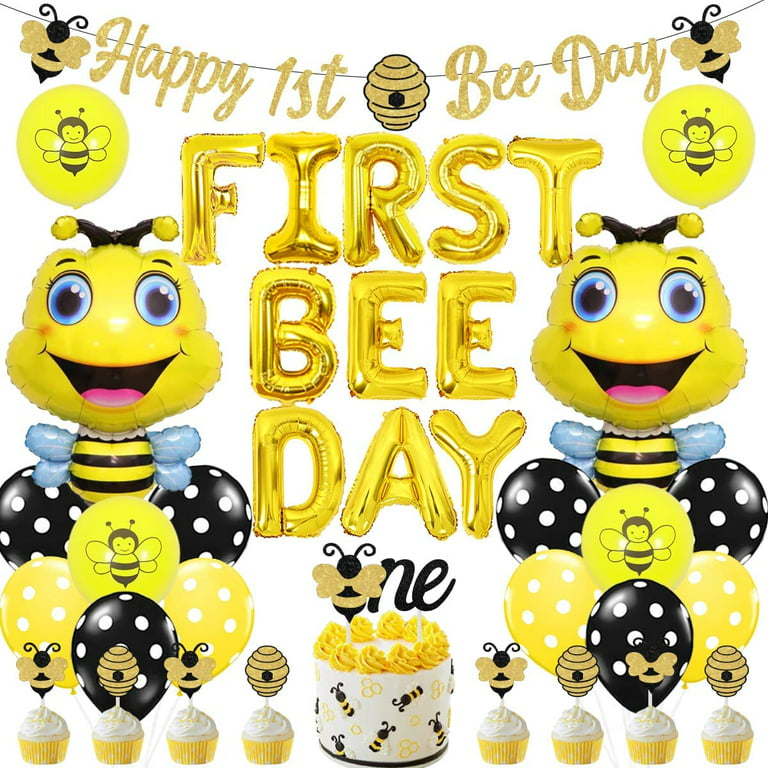 Bee Cake Topper Bumblebee Cake Topper for Honey Bee First Birthday Party,  Honey Bee Birthday Cake Topper for Baby Bumble Bee Decorations
