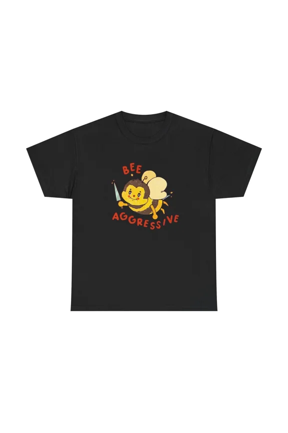 Bee Aggressive Cute Cartoon Funny Graphic Unisex T-Shirt, up to size 5XL