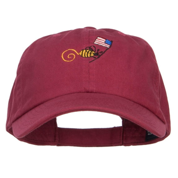 Bee American Flag Embroidered Low Cap - Wine OSFM