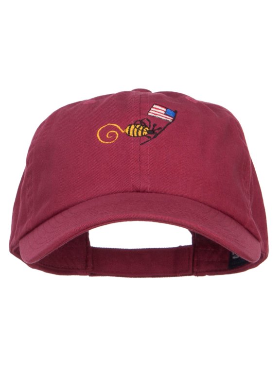 Bee American Flag Embroidered Low Cap - Wine OSFM