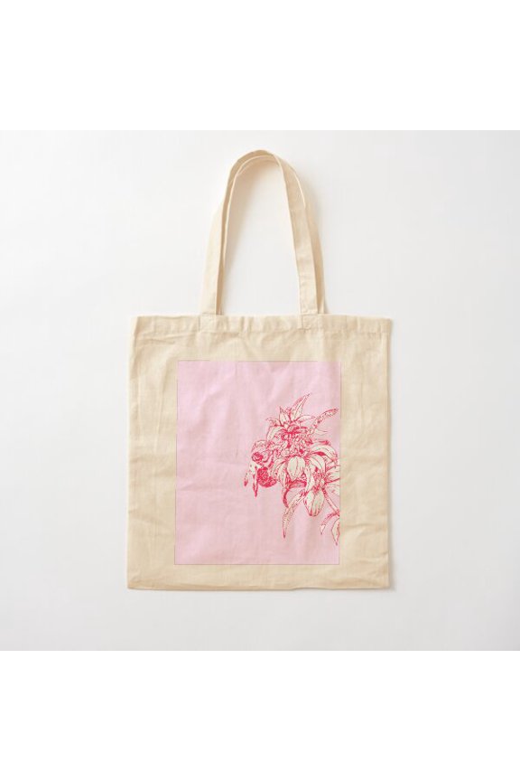 Bee And Flower Hot Pink Canvas Tote Bags, Reusable Shopping Bag