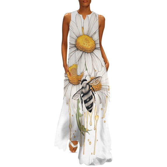 Bee And Flowers Sleeveless Dress Dresses Gala Dresses for Special Events