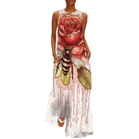 Bee And Flowers Sleeveless Dress Dresses Gala Dresses for Special Events