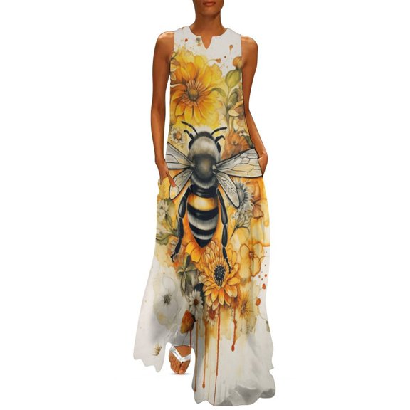 Bee And Flowers Sleeveless Dress Dresses Gala Dresses for Special Events