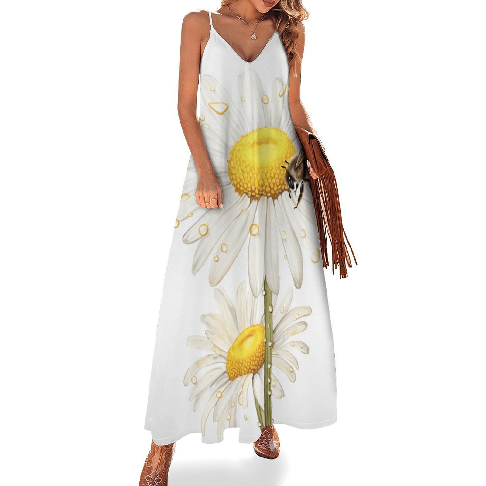 Bee And Flowers Sleeveless Dress Evening Dresses Luxury Dresses Summer — free download