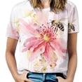 thumbnail image 1 of Bee And Flowers T-Shirt O Neck Oversize T-Shirts Short Sleeve Classic Tees Women Summer Graphic Tops, 1 of 5