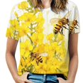 thumbnail image 1 of Bee And Flowers T-Shirt O Neck Oversize T-Shirts Short Sleeve Classic Tees Women Summer Graphic Tops, 1 of 5