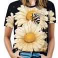 thumbnail image 1 of Bee And Flowers T-Shirt O Neck Retro Print Big Size T-Shirts Short Sleeve Tees Womens Pretty Design, 1 of 5