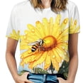 thumbnail image 1 of Bee And Flowers T-Shirt O Neck Retro Print Big Size T-Shirts Short Sleeve Tees Womens Pretty Design, 1 of 5