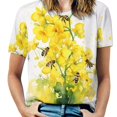 thumbnail image 1 of Bee And Flowers T-Shirt O Neck Retro Print Big Size T-Shirts Short Sleeve Tees Womens Pretty Design, 1 of 5