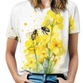 thumbnail image 1 of Bee And Flowers T-Shirt O Neck Retro Print Big Size T-Shirts Short Sleeve Tees Womens Pretty Design, 1 of 5