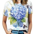 thumbnail image 1 of Bee And Flowers T-Shirt O Neck Retro Print Big Size T-Shirts Short Sleeve Tees Womens Pretty Design, 1 of 5