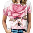 thumbnail image 1 of Bee And Flowers T Shirts Basic T-Shirt Short Sleeve Ladies Tee Shirt Summer Graphic Clothing, 1 of 5