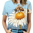 thumbnail image 1 of Bee And Flowers T Shirts Basic T-Shirt Short Sleeve Ladies Tee Shirt Summer Graphic Clothing, 1 of 5