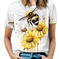 thumbnail image 1 of Bee And Flowers T Shirts Basic T-Shirt Short Sleeve Ladies Tee Shirt Summer Graphic Clothing, 1 of 5