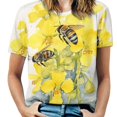 thumbnail image 1 of Bee And Flowers T Shirts Basic T-Shirt Short Sleeve Ladies Tee Shirt Summer Graphic Clothing, 1 of 5
