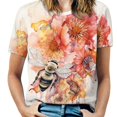 thumbnail image 1 of Bee And Flowers T Shirts Basic T-Shirt Short Sleeve Ladies Tee Shirt Summer Graphic Clothing, 1 of 5