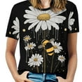 thumbnail image 1 of Bee And Flowers T Shirts Basic T-Shirt Short Sleeve Ladies Tee Shirt Summer Graphic Clothing, 1 of 5