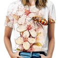 thumbnail image 1 of Bee And Flowers T-Shirts Casual T-Shirt Short Sleeve Women Trendy Tshirt Beach Custom Tops, 1 of 5