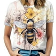 thumbnail image 1 of Bee And Flowers Women T-Shirt Classic O Neck T-Shirts Short-Sleeve Trendy Animal Print Design Tshirt Casual Clothing, 1 of 5