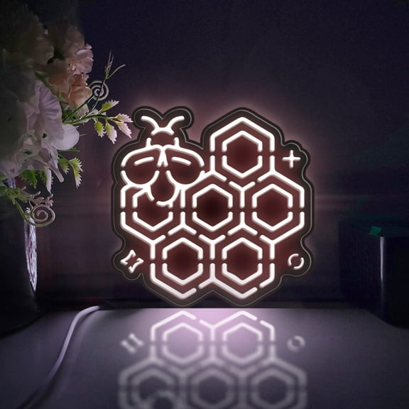 Bee And Hive Led Light Box, Dimmable Neon-Like Light Signs USB Power for Wall Decor Bedroom Decoration, Static Light (WxH) 16"x16"