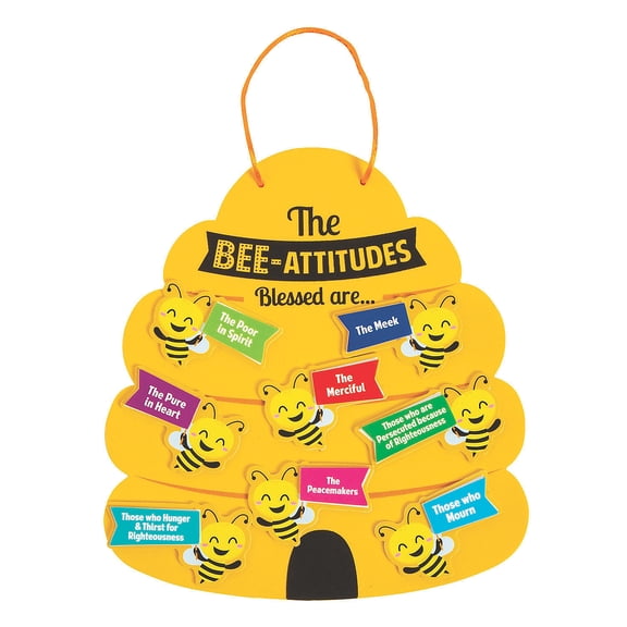 Bee-Attitude Sign Craft Kit, Makes 12, Craft Kits, Party Supplies, 12 Pieces
