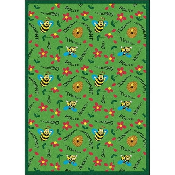 Bee Attitudes Green Just for Kids Rug - WearOn Nylon Machine Tufted-Cut Pile
