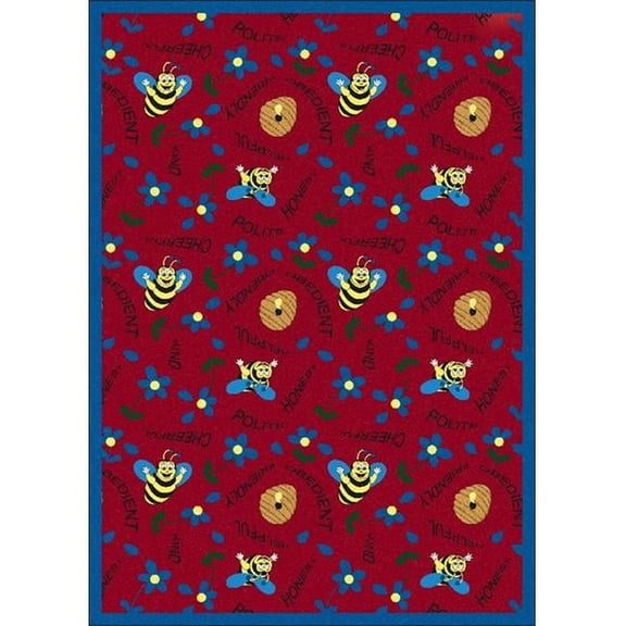 Bee Attitudes Red 7 ft.8 in. x 10 ft.9 in. WearOn Nylon Machine Tufted- Cut Pile Just for Kids Rug