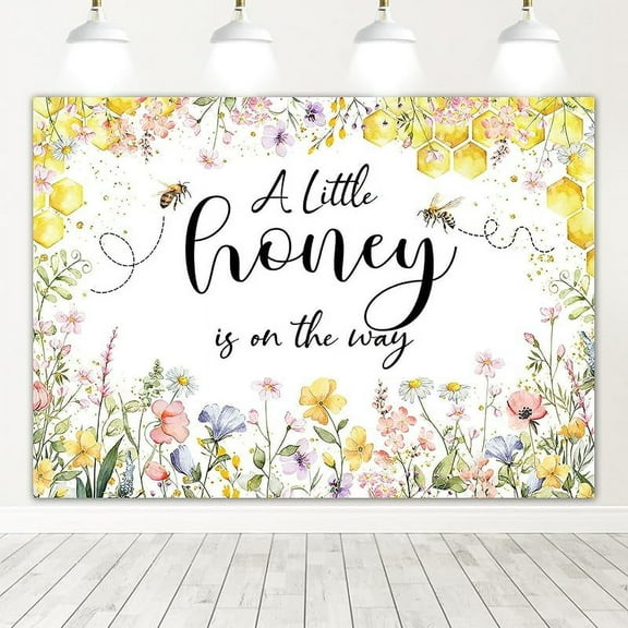 Bee Baby Shower Backdrop Honey Girl Baby Shower Background A Little Honey is On The Way Baby Shower Party Decoration Photo Booth Props