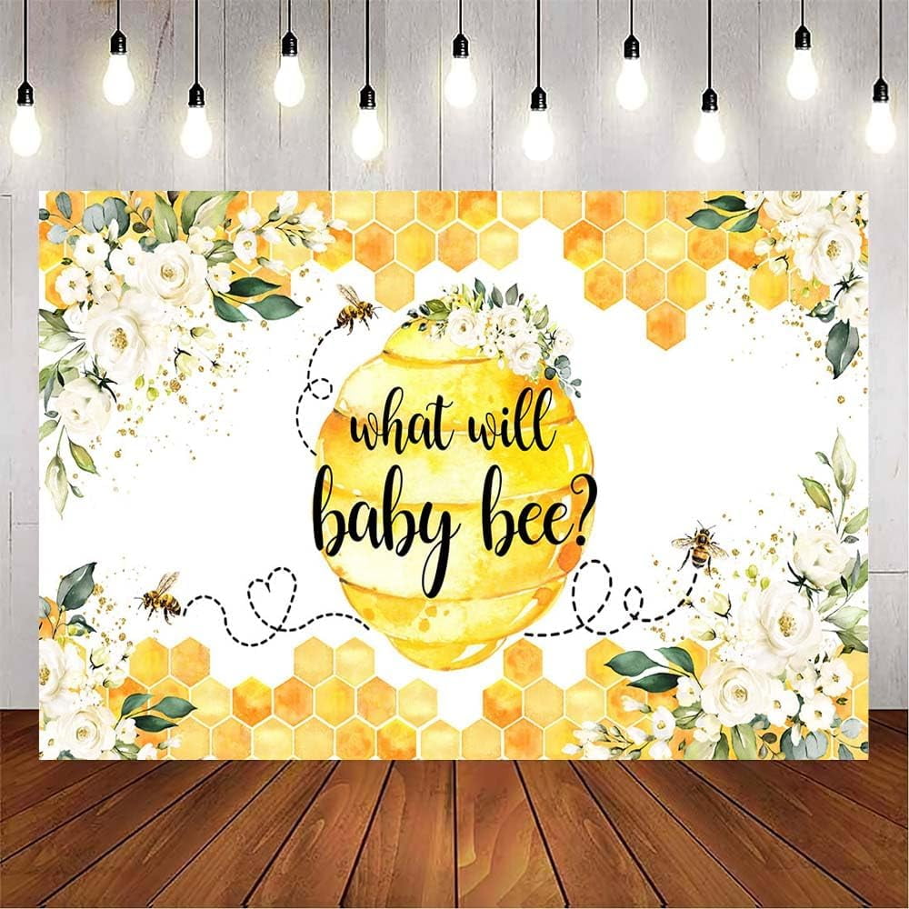Bee Baby Shower Backdrop What Will Baby Bee Gender Reveal Photo