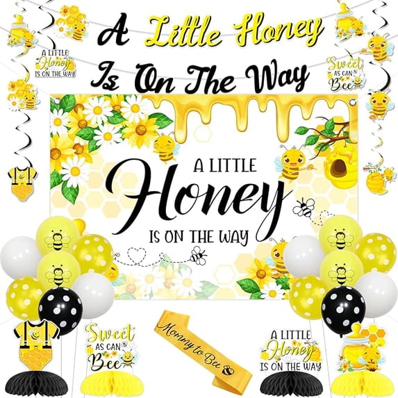 Bee Baby Shower Decorations A Little Honey is on the Way Banner ...