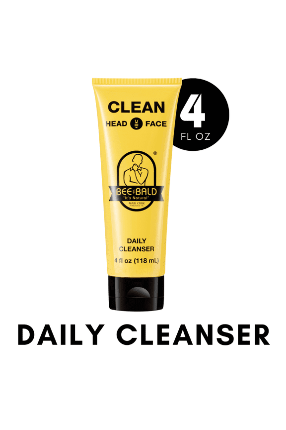 CLEAN Daily Head & Face Cleanser, Refreshes and Thoroughly Washes, Premium Bald Head Care, 4 fl oz