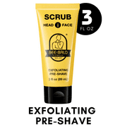 Bee Bald SCRUB Exfoliating Pre-Shave for Deep Cleans & Removing Pore Clogging Dirt, Oil & Dry Flaky Skin, 3 fl oz