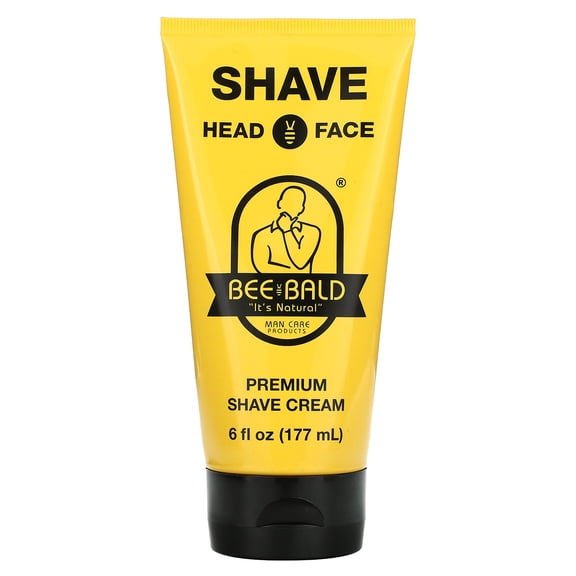 Bee Bald SHAVE Premium Shaving Cream for Men, Smooth & Quick Shave for Face and Head, 6 fl oz