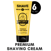 Bee Bald SHAVE Premium Shaving Cream for Men, Smooth & Quick Shave for Face and Head, 6 fl oz