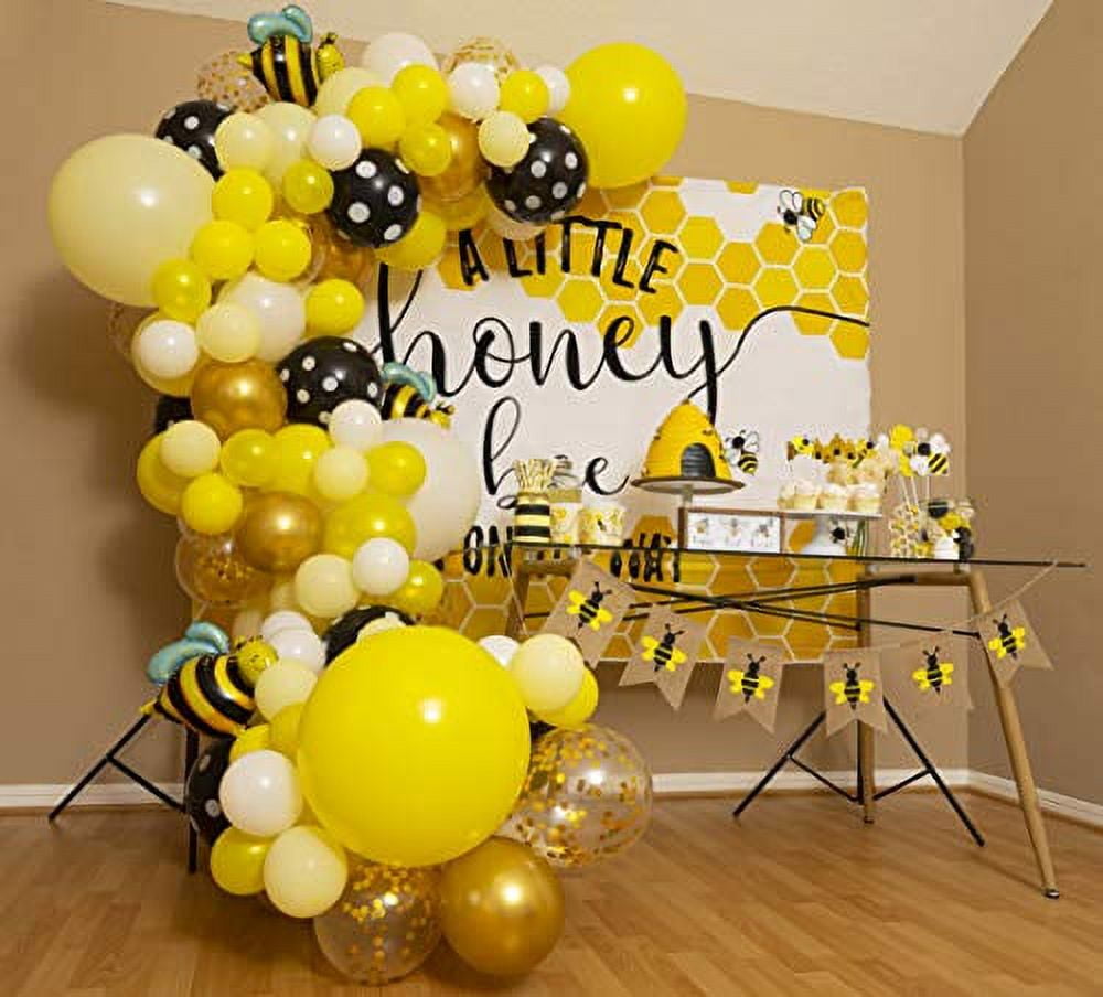 Bee Balloon Garland Kit & Arch - Bumble Bee Balloons for What Will It Bee Gender Reveal Party Supplies & Baby Shower Decorations - Black Yellow and