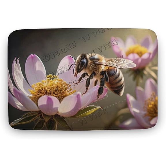 Bee Bath Mat, Bee Theme Bath Rug, Non Slip Bathroom Rug, Bathroom Decor 20"x32"