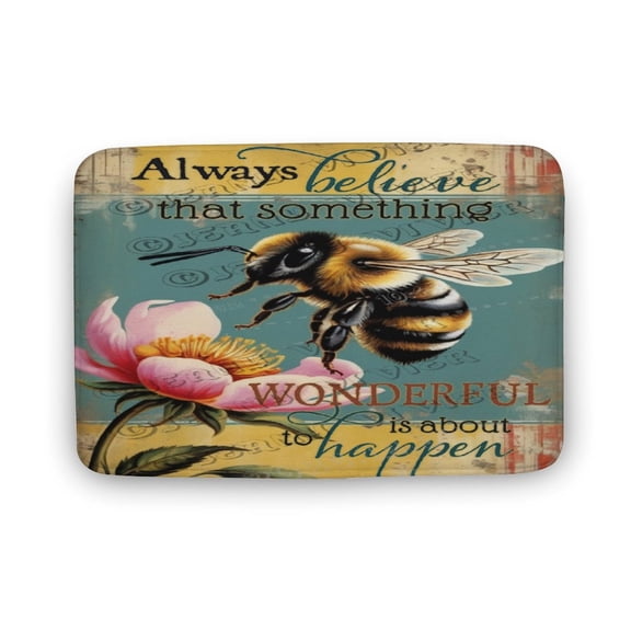 Bee Bath Rug for Bathroom, Vintage Bee Decor, Rustic Farmhouse Bath Mat, Bath Mat Soft Non Slip Bath Rugs Indoor Doormat 16"x24"
