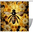 thumbnail image 1 of Bee Bathroom Curtains Set - Waterproof Printed Shower Curtain with Hooks - Bathroom Decoration, 1 of 5