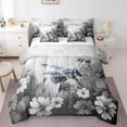 thumbnail image 1 of Bee Bed in a Bag Queen Comforter Set 7 Piece Daisy Flowers Bedding Sets,Blue Grey Ombre Oil Painting Floral Sheet Set with Comforter Graffiti Art Honeybee Butterfly Bohemian Decor, 1 of 4