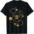 thumbnail image 1 of Bee Beekeeping Honeycomb Honey Beekeeper Bee T-Shirt men and women can wear, black, white, gifts, 1 of 4
