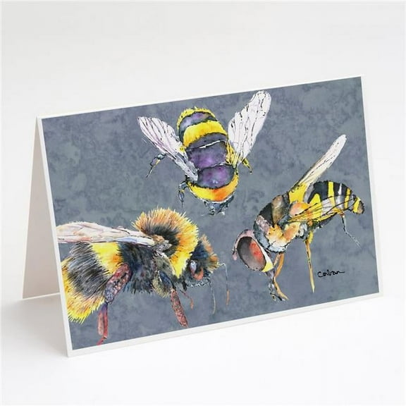 Bee Bees Times Three Greeting Cards & Envelopes - Pack of 8