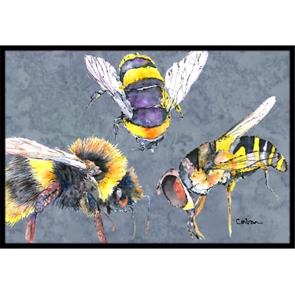 Bee Bees Times Three Indoor Or Outdoor Doormat 18 x 27 in.
