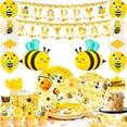 thumbnail image 1 of Bee Birthday Decorations,113pcs Bee Party Decorations & Bee Tableware Set- Bee Cups Plate Napkins & Bee  Birthday Banner Balloons Cupcake Toppers etc Bee  Birthday Party Supplies, 1 of 8