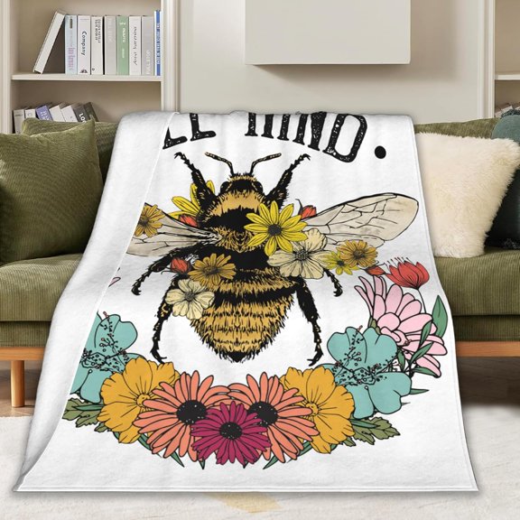 Bee Blanket Bee Kind Throw Blanket Gifts for Women Soft Lightweight Throw Blanket Fuzzy Blanket for Sofa Couch Bed Room Bee Decor 50"X60"