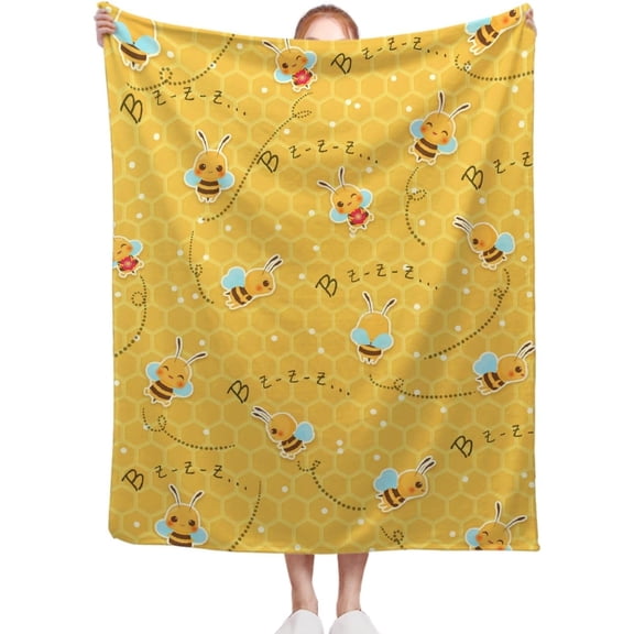 Bee Blanket, Cute Bee 40 x 50 Inch Throw Lightweight Super Soft Cozy Blankets for Couch Bed Sofa Chair