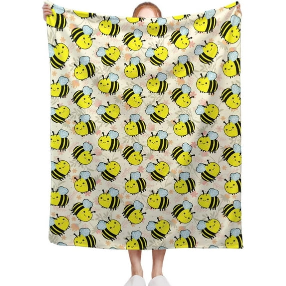Bee Blanket, Cute Bees 60 x 80 Inch Throw Lightweight Super Soft Cozy Blankets for Couch Bed Sofa Chair