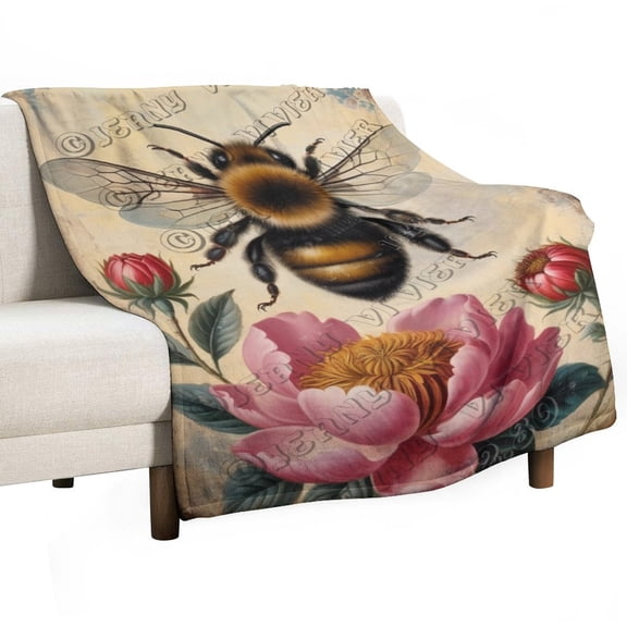 Bee Blanket Funny Bed Blanket Throw Blanket Lightweight Cozy Plush Blanket for Bedroom Living Rooms Sofa Couch Gifts for Kids Adults All Season 50"x60"